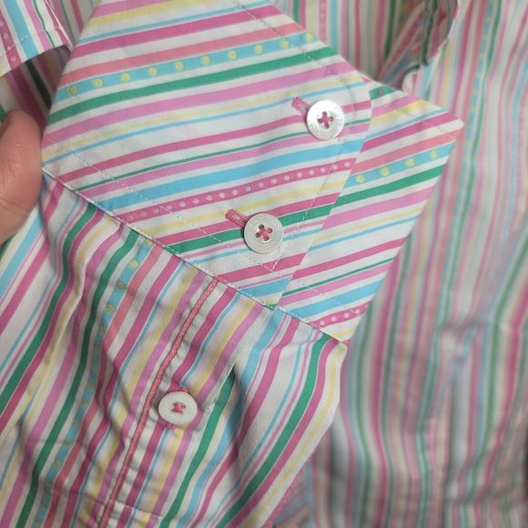 Vintage Lilly Pulitzer Striped V-Neck Button-Up Blouse Long Sleeve Size 8 - Picture 7 of 12